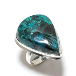 Natural Chrysocolla Gemstone Handmade 925 Sterling Silver Jewelry Ring S.8 y5t19