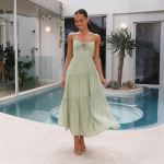 Ilupat&scaron;v&ouml;rk traksidega pikk seljatu rihmik kleit S roosa