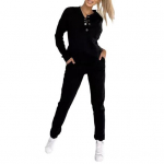 2 tk/komplekt Naiste &uuml;lemised p&uuml;ksid, &uuml;likond, n&ouml;&ouml;biga, kaunistus, kaelus, pikad varrukad, &uuml;hev&auml;rviline kampsun, elastne v&ouml;&ouml;p&uuml;ksid, igap&auml;evaseks kandmiseks spordiriietus s&uuml;gis-kevad L must