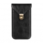 Mobiiltelefoni rihmakott Mobiiltelefoni &uuml;mbris Blet sileda kunstnahast kl&otilde;pskinnitusega &uuml;hev&auml;rviline, tavalise sobivusega kaasaskantav meeste v&ouml;&ouml;kott 16cm must