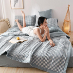 Lilletekk King Size , ruuduline suvine voodikate , Pehme kerge mikrokiust tepitud voodipesukomplekt iga hooaja konditsioneeri tekk 150 * 200cm (single quilt)