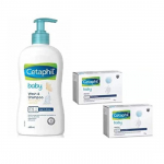 Cetaphil Beebi pesuvahend ja &scaron;ampoon orgaanilise saialillega 400ml ja beebi &otilde;rn seep 75g(2 tk) (Pakis 3)- Kombineeritud