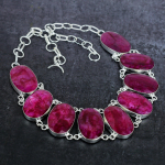 Kashmir Red Ruby(Simulated) Gemstone Handmade 925 Sterling Silver Jewelry Necklace 18 a8s39