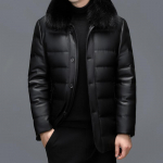 Sulejope Meeste Paks Soe Keskmise pikkusega Mantel Rebasekarusnahast Krae Keskealise Isa R&otilde;ivad Ehtsast Nahast Jakk Meeste Vabaaja L