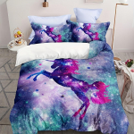 Armas Unicorn Print voodipesukomplekt Pehme ja mugav tekikott magamistuppa, k&uuml;lalistetuppa (1*Tekikott + 2*padjap&uuml;&uuml;rid)