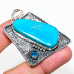 Natural Sleeping Turquoise,Topaz Gemstone 925 Sterling Silver Pendant 2.29 u7a21
