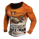 Vintage meeste pikkade varrukatega T-s&auml;rk 3D Retro Mootorratta &uuml;lisuured T-s&auml;rgid Pusa jaoks Biker Racing Top T-s&auml;rk meeste r&otilde;ivad M
