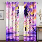 3D Natural Beach Sea Tree Palm Leaf Sunset Moodne 2 t&uuml;kki Tasuta kohaletoimetamine &Otilde;huke aknakardin magamistoa elutoa kodukaunistuseks 100W130H(CM)40x51in&Rod Pocket