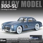 2024 Uus 1:24 Mercedes Benz 300SL sulamist klassikaline vanaauto mudel auto mudel survevalu metallist tagasit&otilde;mbav helivalgus auto lastele kingitus sinine
