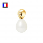 Ripats &ndash; Compagnie G&eacute;n&eacute;rale des Perles &ndash; 0,10 Cts Teemandid &ndash; 9&ndash;10 mm kultiveeritud p&auml;rl &ndash; 18-karaadine kollane kuld