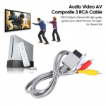 C&acirc;ble Audio vid&eacute;o AV Composite plaqu&eacute; or, 1.8 m&egrave;tres, 3 RCA, pour nintendo Wii
