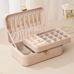 Kahekordne ehete hoiukast kaelakee k&otilde;rvar&otilde;ngad s&otilde;rmus ehted lauaarvuti k&otilde;rgekvaliteediline lukustatav mitme kambriga ehtekarp 25*17*8.5cm pruun