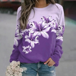 Harajuku Uus 3D V&auml;rvilised Lilled Printimine Pusad Naiste Mood T&auml;navar&otilde;ivad Pulloverid Talvised T&uuml;drukud Lillelised graafilised riided Top M