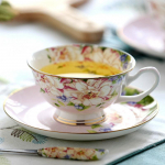 Euro Style Bone China tassi ja alustassi komplekt, keraamiline tee-kohvitass koduk&ouml;&ouml;ki roosa