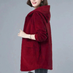 Jope Naiste suur kapuutsiga soe mantel vaba vabaaja tuulekindel jope L punane