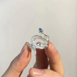 2023 Sea Blue Topaz Snake Open Ring &ndash; ainulaadne, lahe disain Adjustable