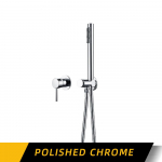 K&auml;eshoitav vannitoa du&scaron;is&uuml;steem, harjatud kuldne, kuuma ja k&uuml;lma veega vannisegisti, &uuml;he k&auml;epidemega ja du&scaron;ihoidjaga, eraldi kraanikomplekt