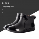 Meeste l&auml;ikivad madala &uuml;laosaga vabaaja vihmasaapad &ndash; PVC, paksu kontsaga, stiilsed ja veekindlad 44 must