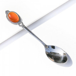 Looduslik Kristall Mini Jade Lusikas Amet&uuml;st Tiigrisilm Segamislusikas Loominguline Kingitus Supilusikas Red Agate (Silver)