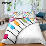 Klaveriklahvid King Queen tekikott 3D multifilmi noodid voodipesukomplekt lastele teismelistele t&auml;iskasvanutele moemuusika pol&uuml;ester tekikott EU single(135x200cm)