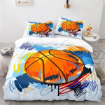 Poiste Korvpalli Voodipesu Komplekt Sporditeema 3D Palliga Tekikott T&auml;is King Suurustele Teismelistele Meestele Mikrofiiber V&otilde;istlusm&auml;ngu Tekikoti Kate 70x133cm 2pcs