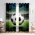 Jalgpallitr&uuml;kiga Kardinad Akvarelliv&auml;rviline Spordipoiss Laste Tuba Elutuba K&ouml;&ouml;k Kaunistus Aknakardinad Saab Kohandada (W50H130cm)-2pcs&Grommet Top