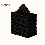 12 tk luksuslik satiinist salvr&auml;tikukomplekt &ndash; korduvkasutatavad pestavad ja vastupidavad pol&uuml;estrist riidest salvr&auml;tikud pulmapeo sisustamiseks &ndash; lihtne hooldada ja kauakestvad 12pcs must