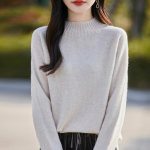 Naiste ka&scaron;miirist kampsun Qinghe ka&scaron;miir 30% ka&scaron;miir 70% vill S&uuml;gis-talvine ka&scaron;miir-pulover pehme ja soe M beež