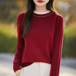 Naiste ka&scaron;miirkampsun Qinghe ka&scaron;miir 50% siid 50% vill s&uuml;gis-talv ka&scaron;miirpullover pehme ja soe XL hall v&auml;rv