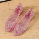 Kristallglitteriga sandaalid naistele, kerged kummist kingad, paksud kontsad, libisemiskindel pehme tald, suvised pealepandavad kingad, sandalias Mujer CN36 (Foot 22cm) roosa