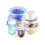 Lot de 6 Couvercles Extensibles en Silicone, ( passe au micro-ondes, r&eacute;utilisable) ,transparent