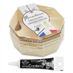 4 moules en bois ronds + 8 caissettes de cuisson + Stylo de gla&ccedil;age noir