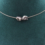 Pierres et Min&eacute;raux. Collier 2 perles Jaspe z&egrave;bre du Br&eacute;sil. Chaine en acier inoxydable Collier femmes, hommes. Taille personnalisa