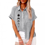 Suures suuruses naiste moe rev&auml;&auml;rika kaelusega T-s&auml;rk Suvine ja s&uuml;gise vabaaja linane topp naiste n&ouml;&ouml;pidega Shrit avara l&uuml;hikeste varrukatega pluus S valge