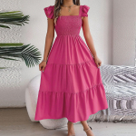 Suvine &Uuml;hev&auml;rviline Paeltega Pikk Kleit Naistele Ruudukujulise Kaelusega Varrukateta A-l&otilde;ikeline Maksikleit Avatud Seljaga Liibuva V&ouml;&ouml;kohaga Plisseeritud Rannakleidid XL sinine