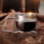 200 ml l&auml;bipaistev kahe seinaga klaasist kohvikruus k&auml;epidemega Kuumakindel espressotass Latte Cappuccino tee ja veetass Hommikus&ouml;&ouml;k 200ml