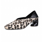Luksuslikud Hobusekarvadest Leopardimustriga Loaferid Naised Elegantsed Terava Ninaga Hobuseraua Kontsaga Kingad Daamide Disainermudel &Otilde;htused Sametist Kontsakingad 40