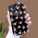 Armas koomiksimustriga kreemjas tekstuuriga korpus, lainelise servaga pehme silikoonkaanega telefoni&uuml;mbris Vivo jaoks Vivo V27 5G must