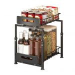 K&ouml;&ouml;giriiul Tugeva Kandev&otilde;imega Suure Mahutavusega Reguleeritava K&otilde;rgusega 2-korruseline Valamu Alune Korraldaja V&auml;ljat&otilde;mmatavate Sahtlitega A must