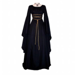 Naiste Halloweeni kost&uuml;&uuml;m Pikkade varrukatega &Uuml;mara kaelusega N&ouml;&ouml;ridega v&ouml;&ouml;koht Ebakorrap&auml;rased kleidid Keskaegne Retro Elegantne &Otilde;htukleit XL must