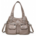 Pehme nahast suure mahutavusega &otilde;lakott keskealistele naistele, ema kott, pendeldaja mitmetaskuline crossbody kott khaki