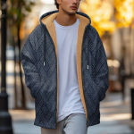 Men's thick zipper pocket jacket with pockets inserted into cotton jacket XXL