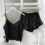 Ice Silk Camisole pidžaamad Naiste mood Kaheosaline Kodukandmine &Otilde;hukesed Kodused Suskarid L&uuml;hikeste p&uuml;kste komplekt L