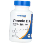 Vitamiin D, Kolekaltsiferool, Vitamin D3 10000, Nutricost 240 geelkapslit (36647060) 240softgels