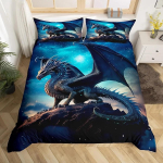 Maagilise lendava draakoni tekikott Komplekt Heledalt v&auml;rviline lendav draakon Elusloodus Laste tekikoti kate Kosmos Galaktika Meeste voodipesukomplekt AU King(240x210cm)