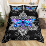 Liblika ja Suruliblika Tekikott Queen Gooti Kolju Lille T&auml;ht Taevas Kuu Voodipesukomplekt Pol&uuml;ester Boho Eksootiline Must Tekikate EU single(135x200cm)