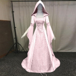 Naiste keskaegne cosplay pulmakleit kapuutsiga - saadaval 4 v&auml;rvi S roosa