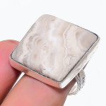 Natural Plume Root Jasper Gemstone 925 Sterling Silver Jewelry Ring Size 8 s9o35