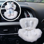 Palusnuku turvatooli kaunistused auto kaunistamiseks Kawaii 17cm nukk V&auml;ikesed toolikujukesed Auto &otilde;hupuhasti ava kaunistus Uus valge