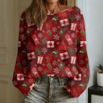 Naiste Mood &Uuml;mara Kaelusega Pikkade Varrukatega J&otilde;ulutr&uuml;kiga Vabaaja Pullover Kampsun Top XL veini